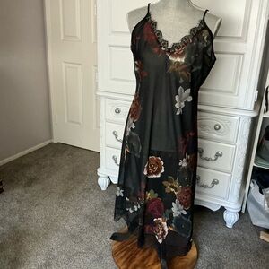 Soft Surroundings Black Floral Midi Dress